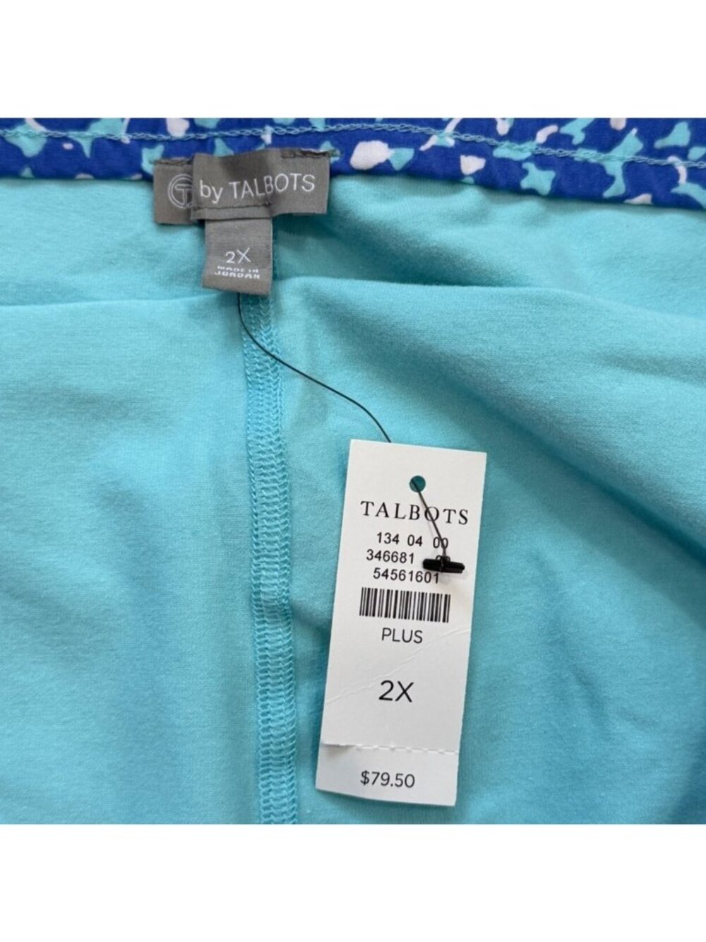 T by Talbots Womens 2X Skort Blue Printed With Zip Pocket Tennis Pickleball NEW - Picture 3 of 6